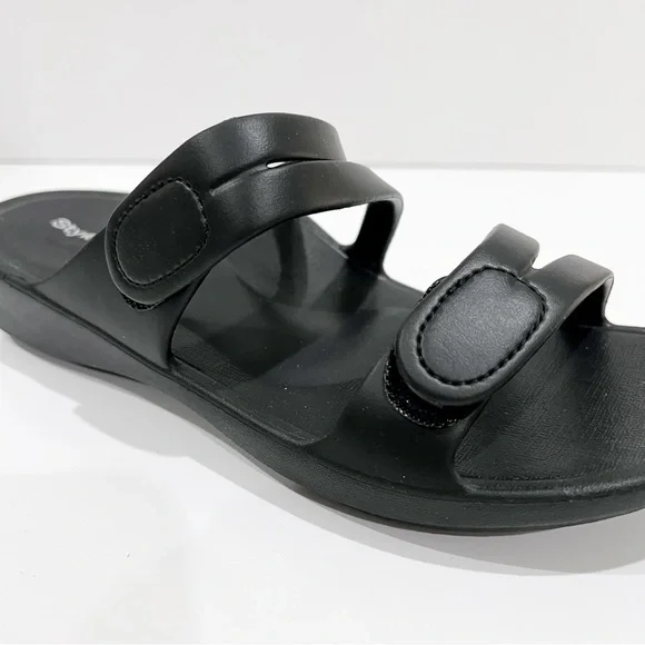 Style & Co Jessaa Double Band Slide Sandals EVA Adjustable Strap Black 9 NEW - Picture 9 of 10